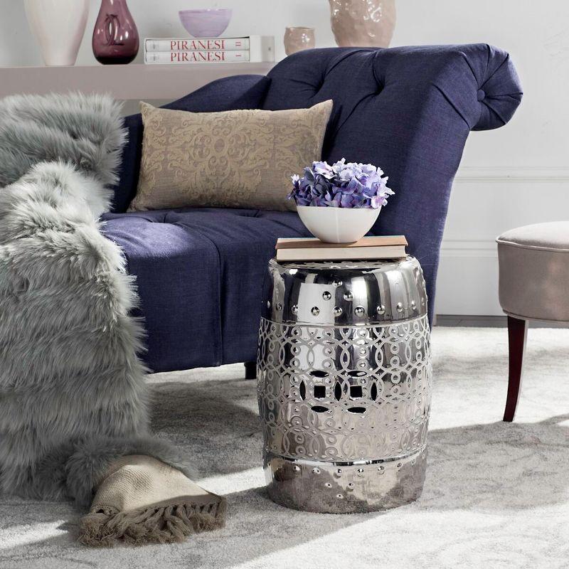 Lantana Silver Ceramic Electroplated Garden Stool