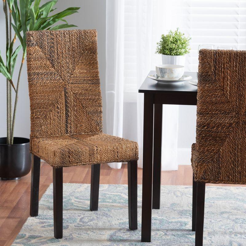 Laymi Bohemian Dark Brown Mahogany and Seagrass Side Chair