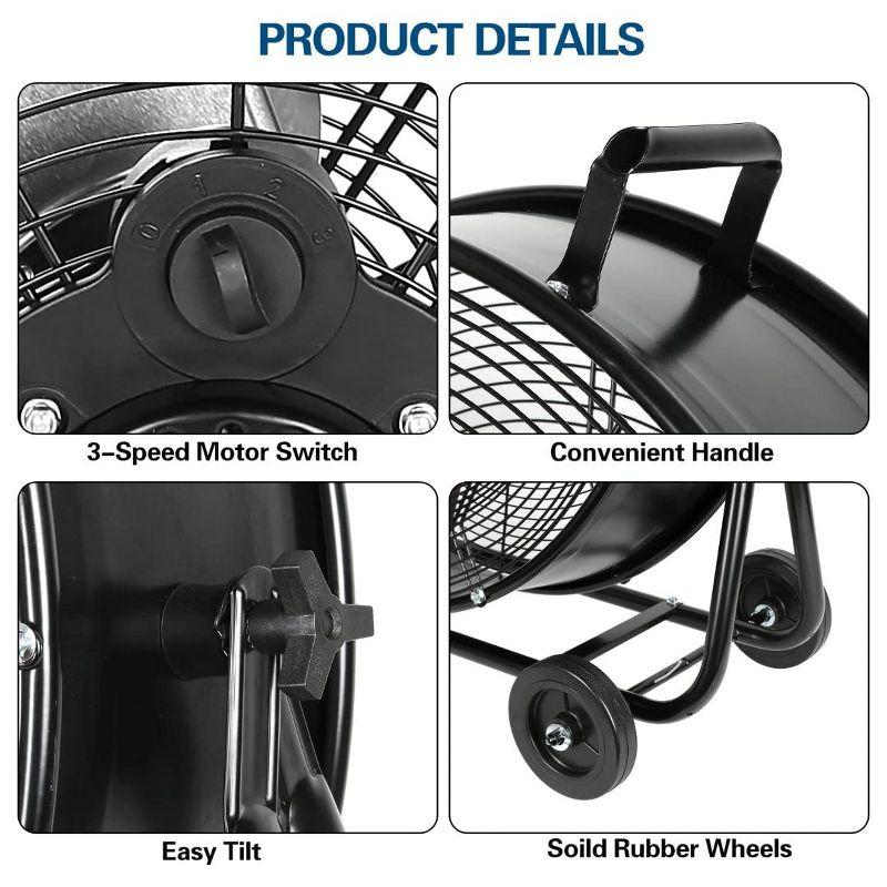 BILT HARD 24" 8100 CFM High Velocity Industrial Drum Fan, 3-Speed Heavy Duty Metal Shop Fan, UL Listed