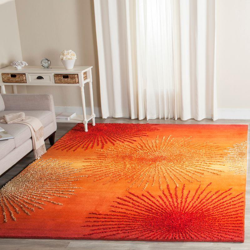 Rust and Multi Hand-Tufted Wool Area Rug, 7'6" x 9'6"