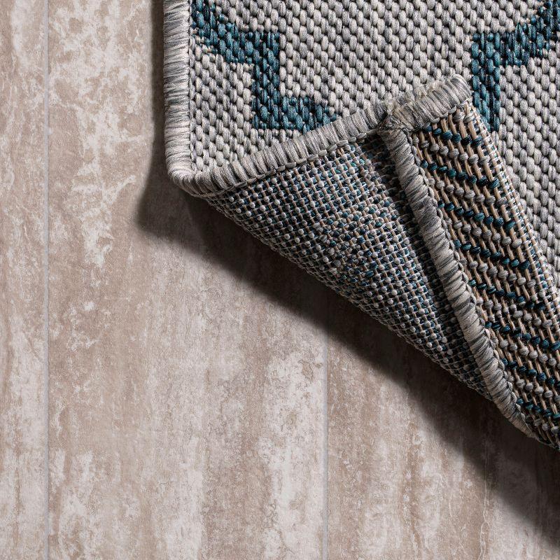 8'x10' Arabesque Ogee Trellis Indoor/Outdoor  Area Rug, Gray/Teal - JONATHAN Y