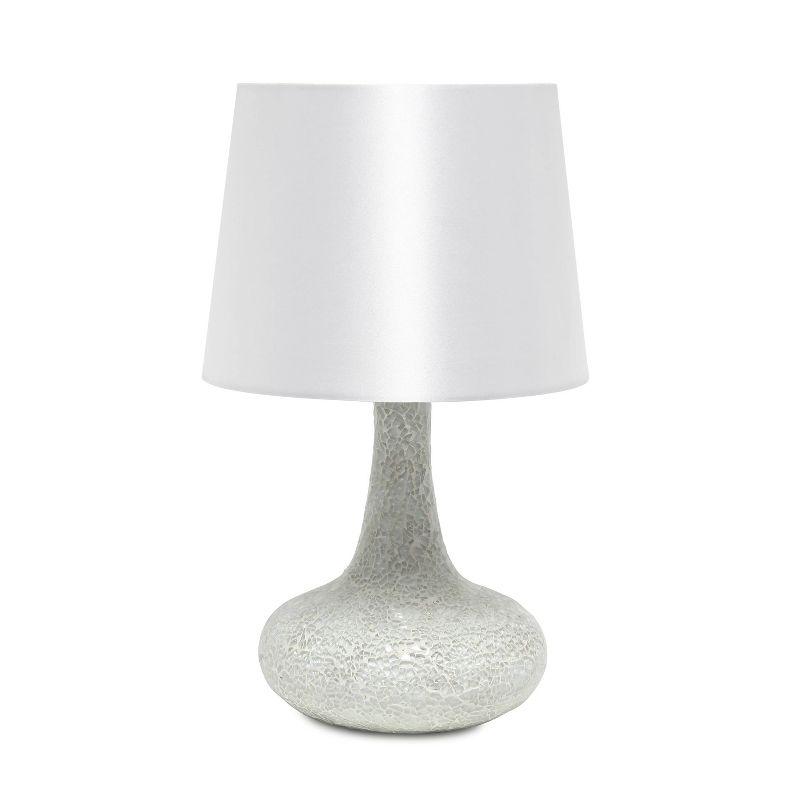 Mosaic Tiled Glass Genie Table Lamp with Fabric Shade White - Simple Designs