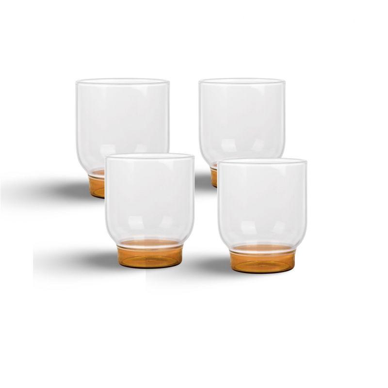 Amber Base Borosilicate Glass Whiskey Tumblers Set of 4