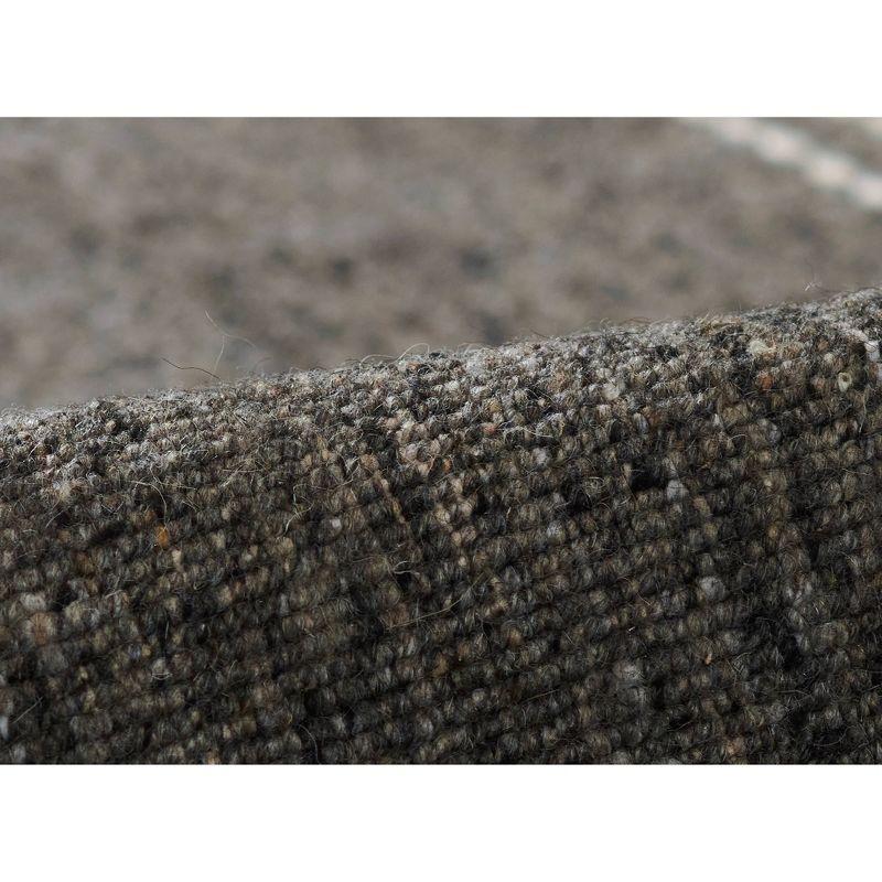 Momeni 9'x12' Oliver Striped Border Handloomed Area Rug Charcoal Gray: Geometric Wool & Polyester, Low Pile, Indoor Use
