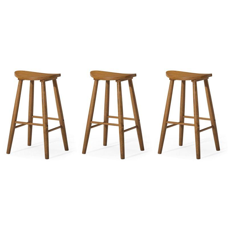 Maven Lane Luna Backless Modern Dining Kitchen Stool with Narrow Saddle Seat, Set of 3