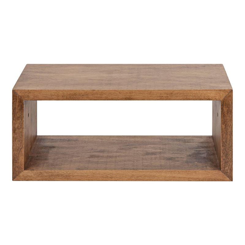 Rustic Brown Floating Cube Wood Wall Shelf, 11.4" x 23.1"