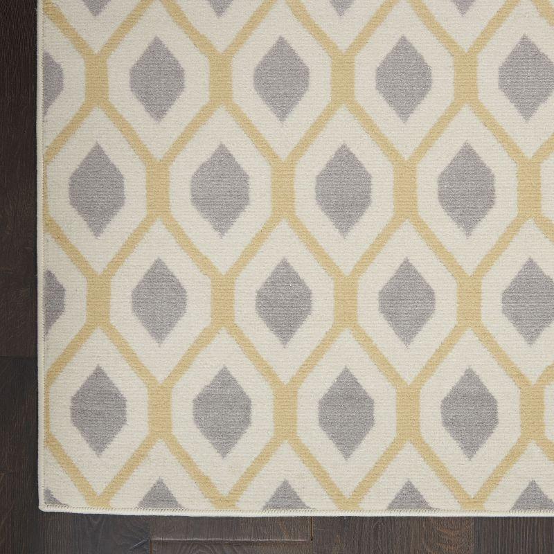 Handmade White Geometric Synthetic 5' x 7' Area Rug