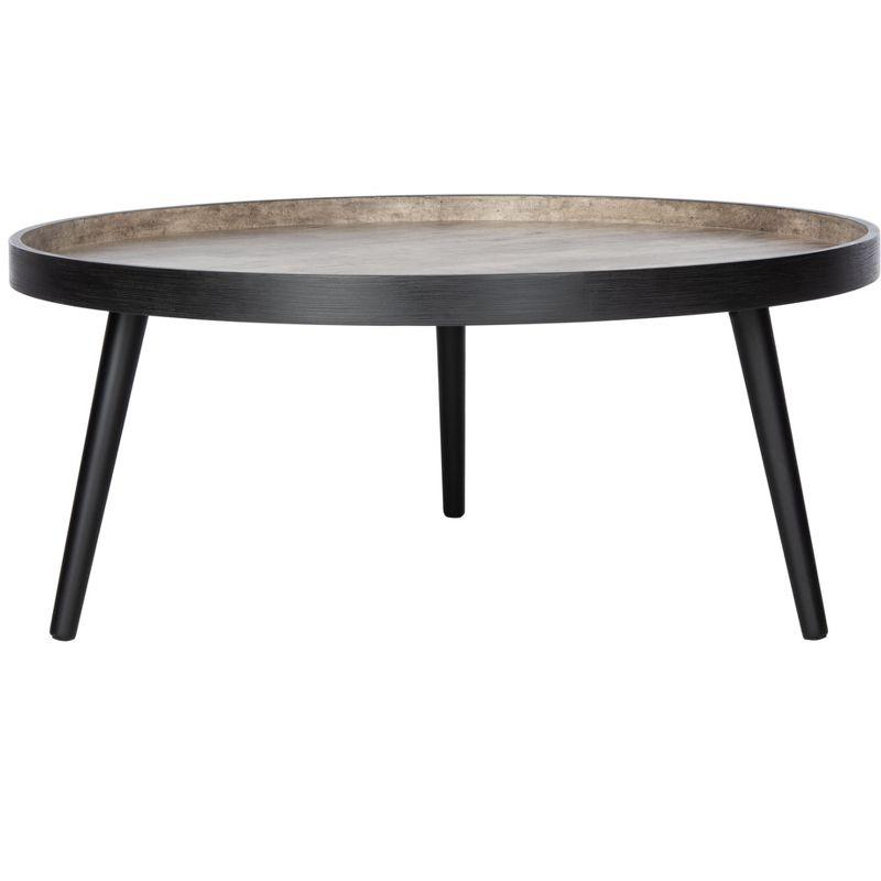 Luxurious 35" Light Grey Round Wood Coffee Table with Tray Top