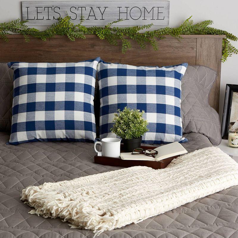 Gingham Check Kitchen Tabletop Bed Plaid Cotton Pillow Cover