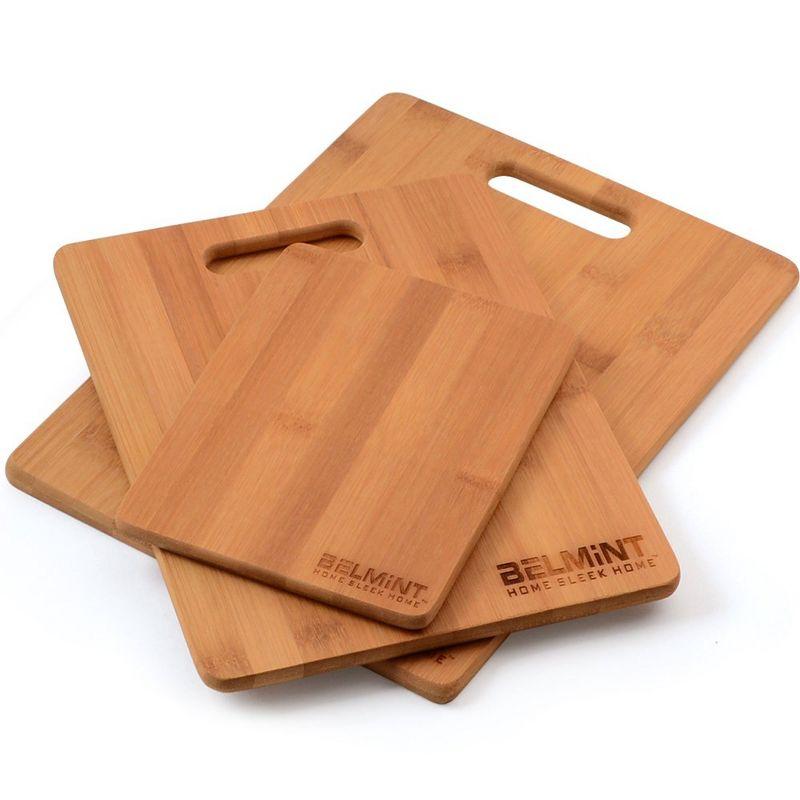 Bamboo Wood Cutting Board Set - Chopping Board with Juice Groove for Meat, Cheese & Vegetables - Butcher Block, Cheese & Charcuterie Board