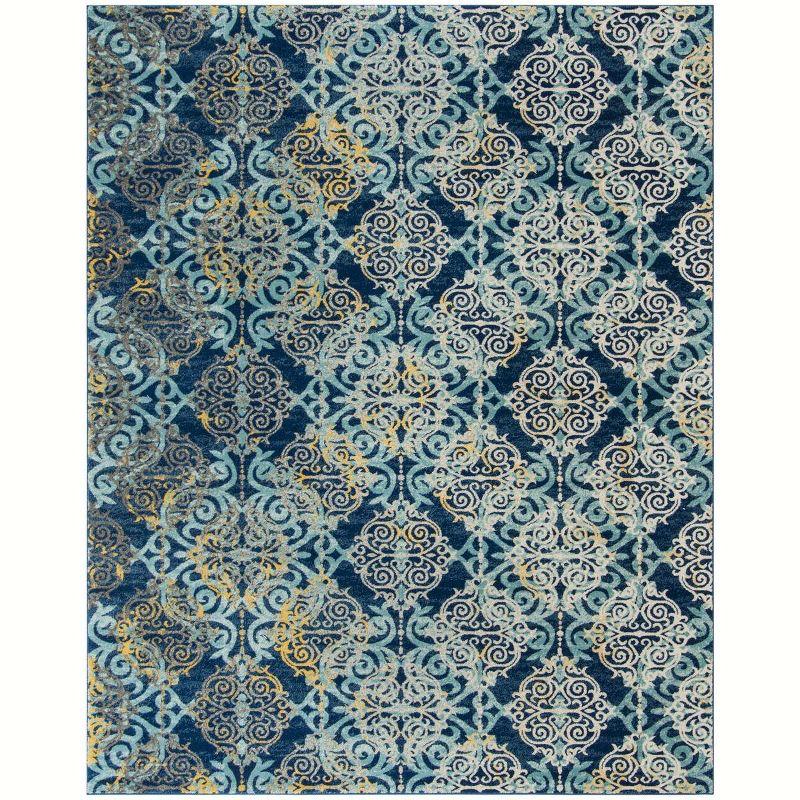 Royal Light Blue Synthetic 8' x 10' Hand-Knotted Area Rug