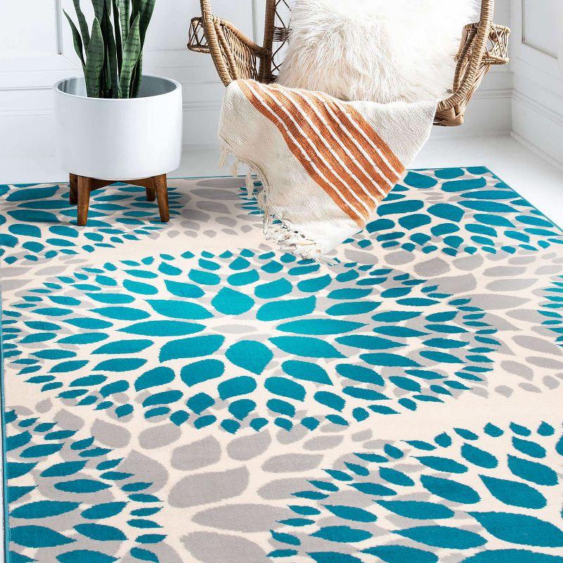 World Rug Gallery Modern Floral Circles Blue 3'1" x 5' Area Rug