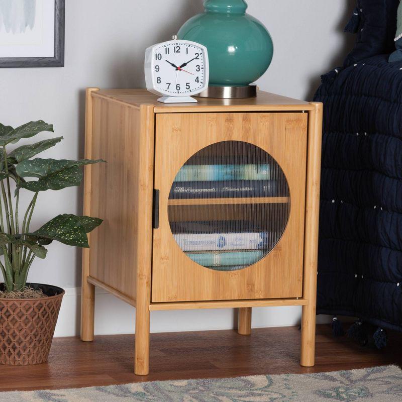 Naresh Bamboo Wood 1 Door End Table Natural Brown - Baxton Studio