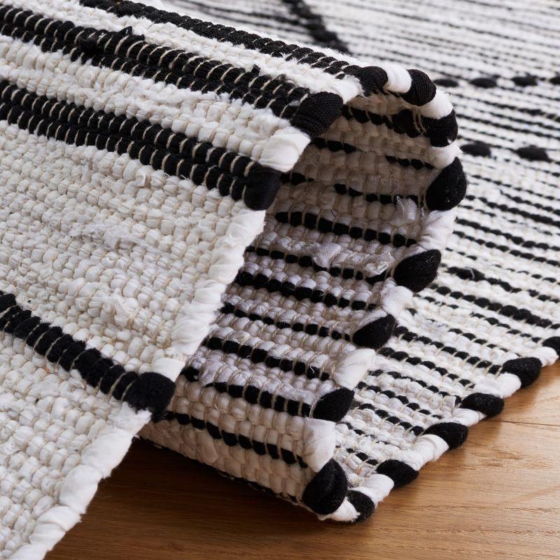 Striped Kilim STK200 Hand Woven Area Rug - Black/Ivory - 6'x6' - Safavieh.