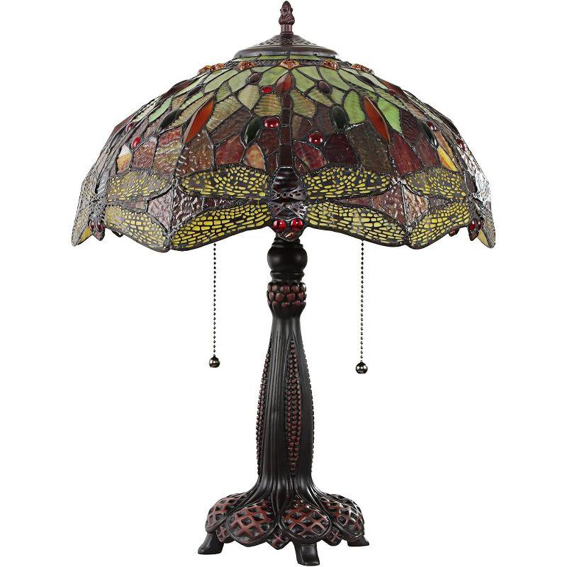 Chloe Lighting "Empress" Tiffany-Style Dragonfly 2 Light Table Lamp 16 Inch Shade