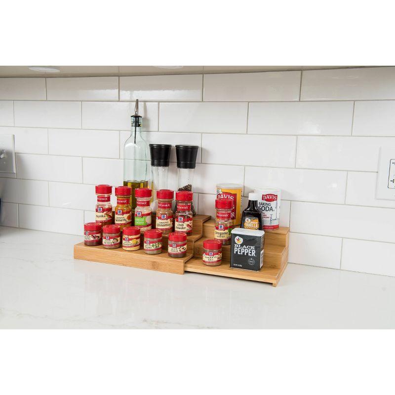 Freestanding Bamboo Spice Rack with Adjustable Racks