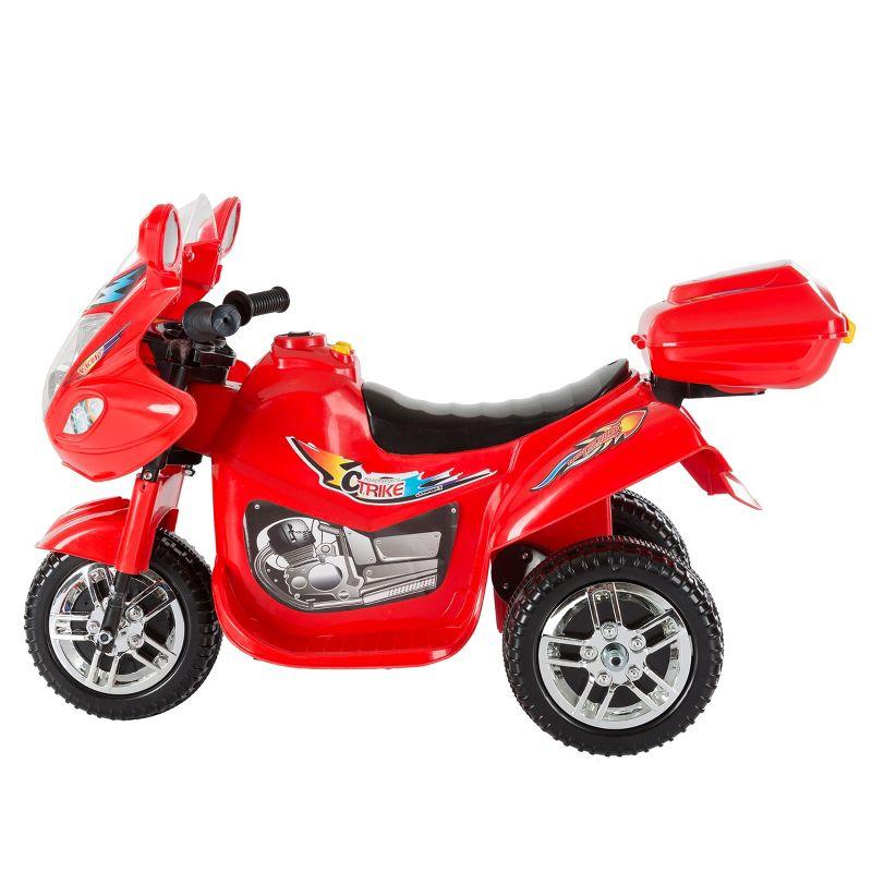 Toy Time Kids Motorcycle - 3-Wheel Electric Ride-On Car with Reverse, Sounds, Headlights- Red