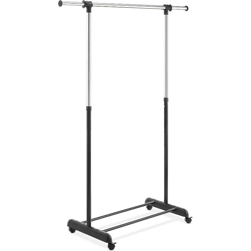 Whitmor Adjustable Garment Rack - Rolling Clothes Organizer - Black and Chrome