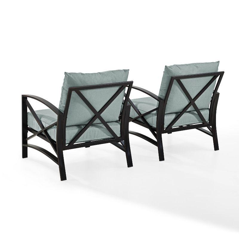 Kaplan Mist Green Steel Patio Arm Chairs Set of 2