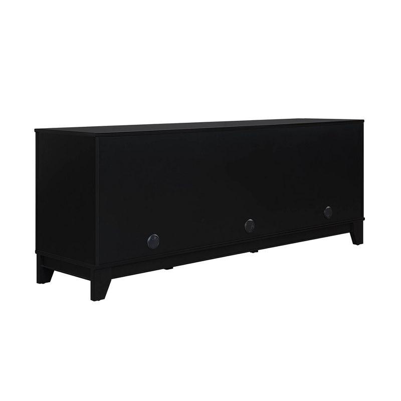 Sheridan Modern 6 Shelf Cane TV Stand for TVs up to 55" Black - Manhattan Comfort