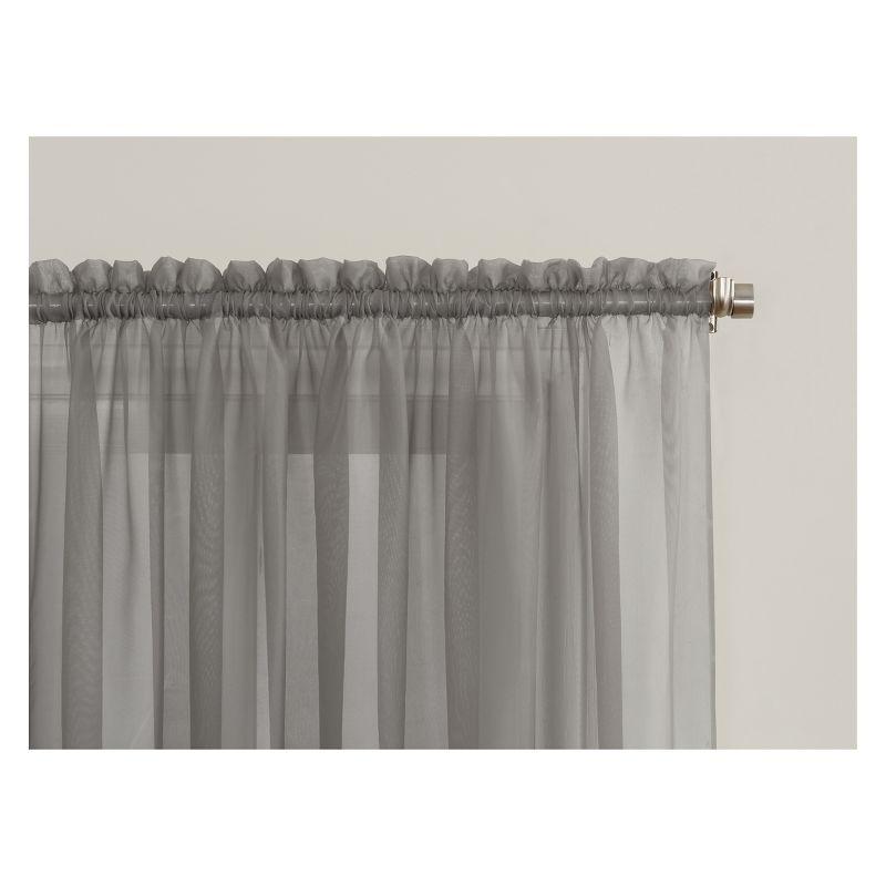 63"x59" Emily Sheer Voile Rod Pocket Curtain Panel Charcoal - No. 918