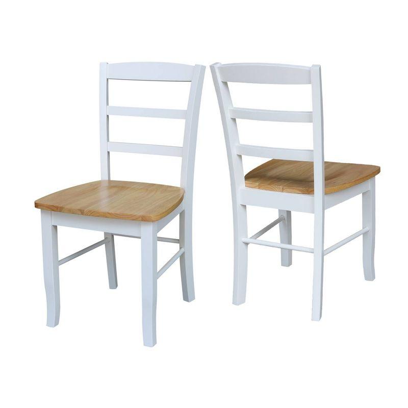 White and Natural Wood Ladderback Side Chair