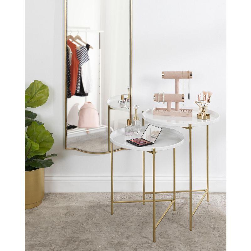 Kate and Laurel Ulani Round Metal Nesting Table, 2 Piece, White and Gold