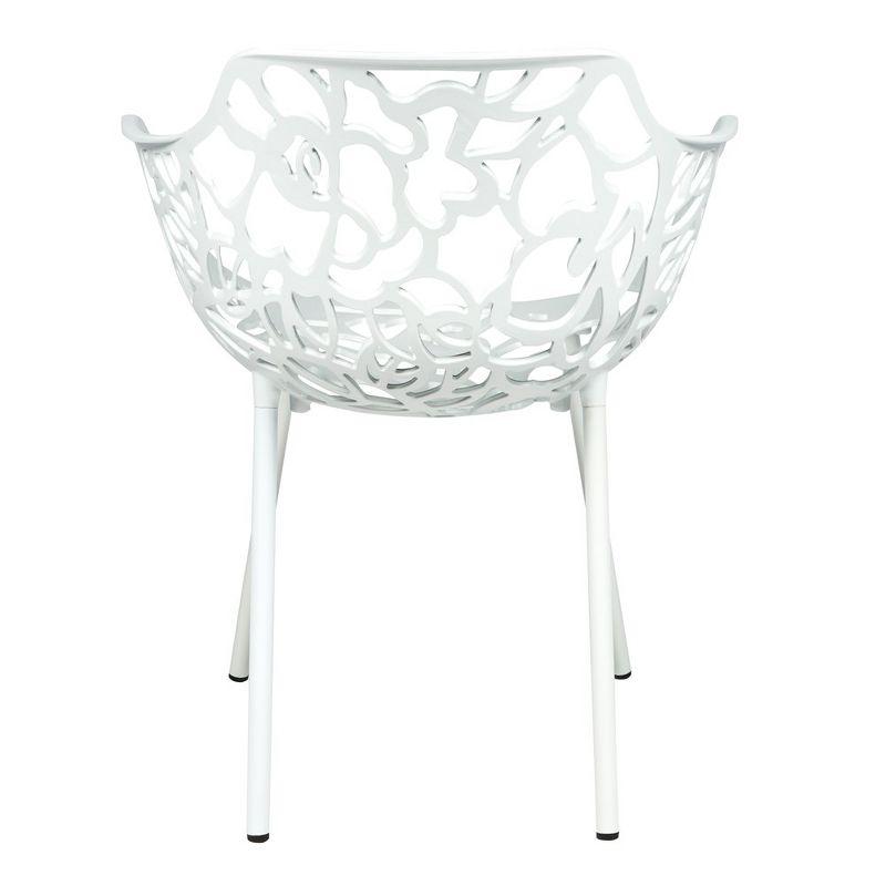 LeisureMod Devon Aluminum Stackable Outdoor Dining Armchair Set of 2, White
