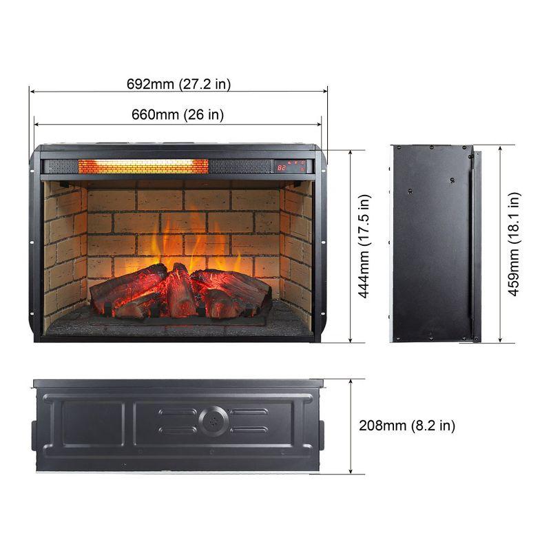 26 Inch Infrared Quartz Heater Fireplace Insert -woodlog Version with Brick