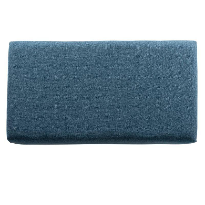 Elegant Nailhead Trim Storage Ottoman Bench in Linen-Blue