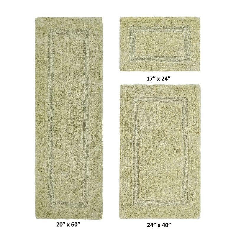 Better Trends Lux 100% Cotton Tufted Solid Reversible Bath Rug Set 3 PC (17" x 24" | 24" x 40" | 20" x 60") - Sage