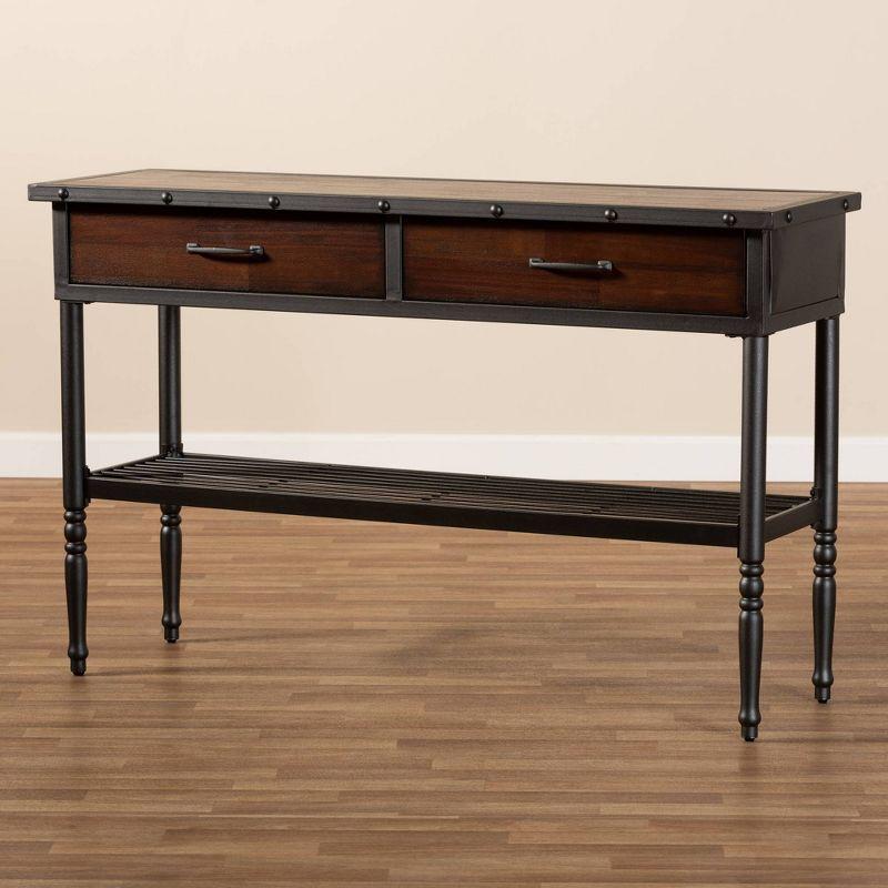 2 Drawer Jana Dining Room Server Brown - Baxton Studio: Transitional Buffet, Metal & Walnut Finish, 36in High