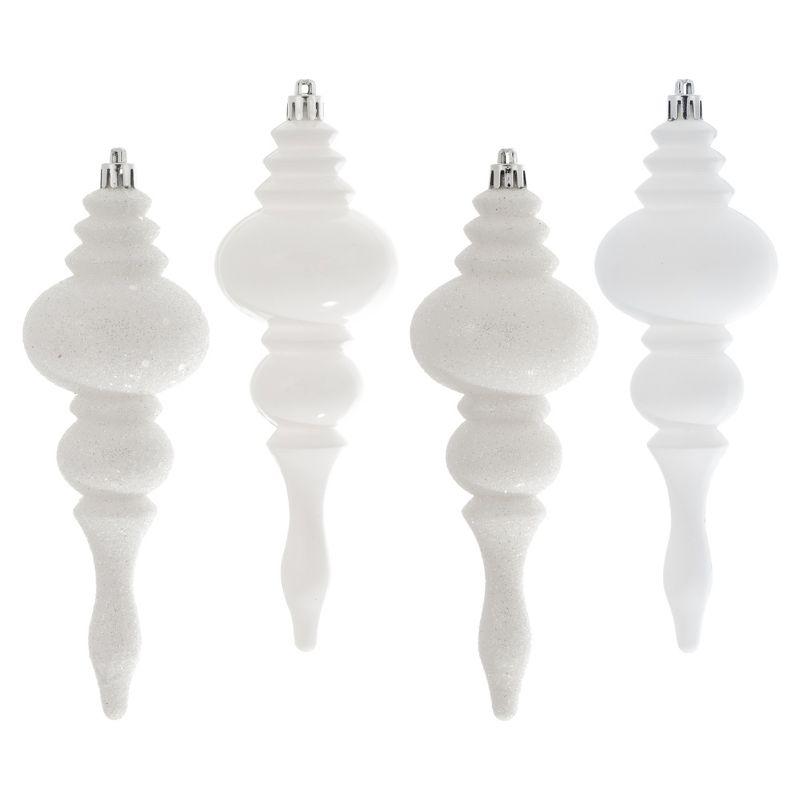 7" White Shatterproof Plastic Finial Ornament Set