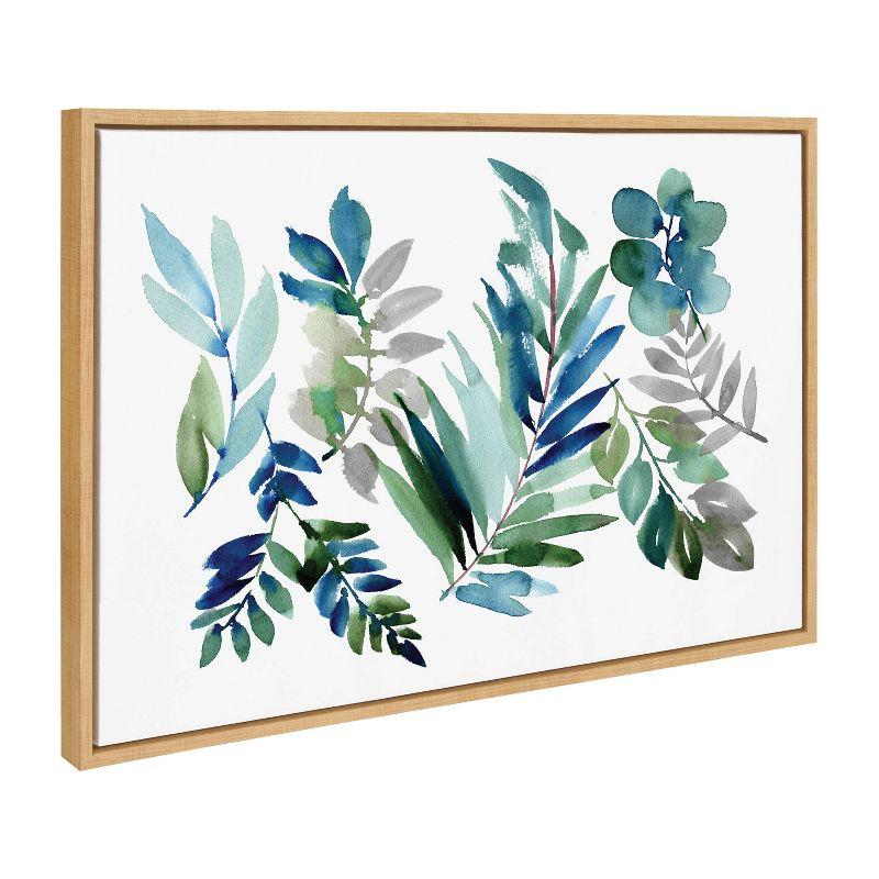 23" x 33" Sylvie Tropic Leaves Blue by Sara Berrenson Framed Wall Canvas - Kate & Laurel All Things Decor