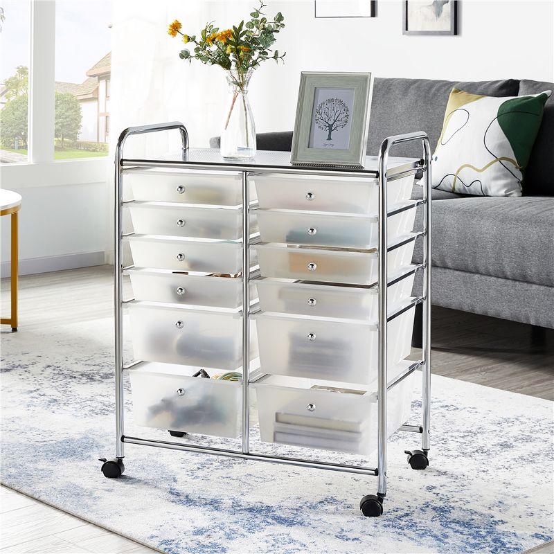 Yaheetech Drawers Rolling Storage Cart Mobile Storage Bin Trolley