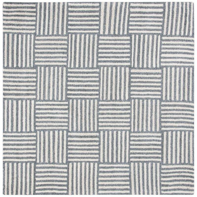 Abstract ABT602 Handmade Indoor Area Rug - Ivory/Dark Grey - 6'x6' - Safavieh