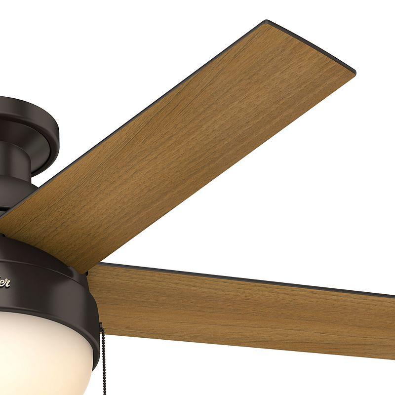 46" Anslee 5 - Blade LED Flush Mount Ceiling Fan with Pull Chain and Light Kit Included