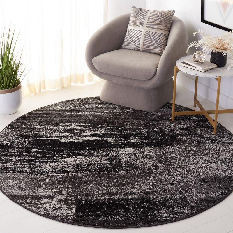 Adirondack ADR112 Machine Made Indoor Area Rug - Silver/Black - 9' Round - Safavieh