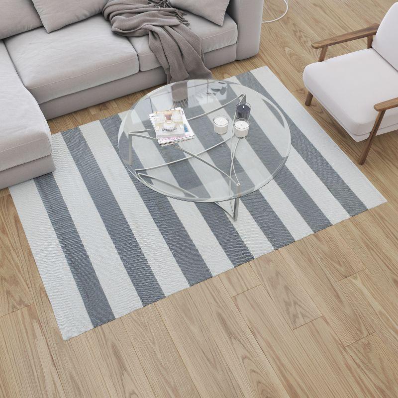 Merrick Lane 5' x 7' Handwoven Indoor/Outdoor Cabana Style Striped Area Rug in Grey