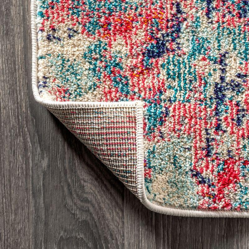 5'x8' Contemporary POP Modern Abstract Area Rug, Blue/Red - JONATHAN Y