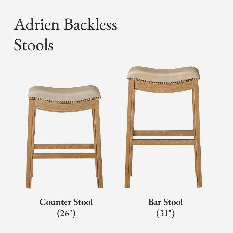 Maven Lane Adrien Saddle Barstool with Vegan Leather Upholstery