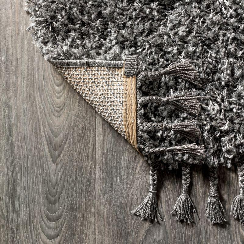 3'x5' Mercer Shag Plush Tassel Area Rug, Charcoal - JONATHAN Y