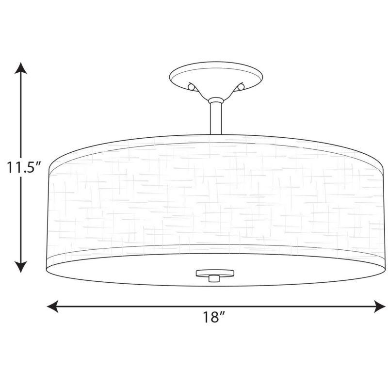 Progress Lighting, Inspire Collection, 3-Light Semi-Flush Mount, Graphite, Summer Linen Shade