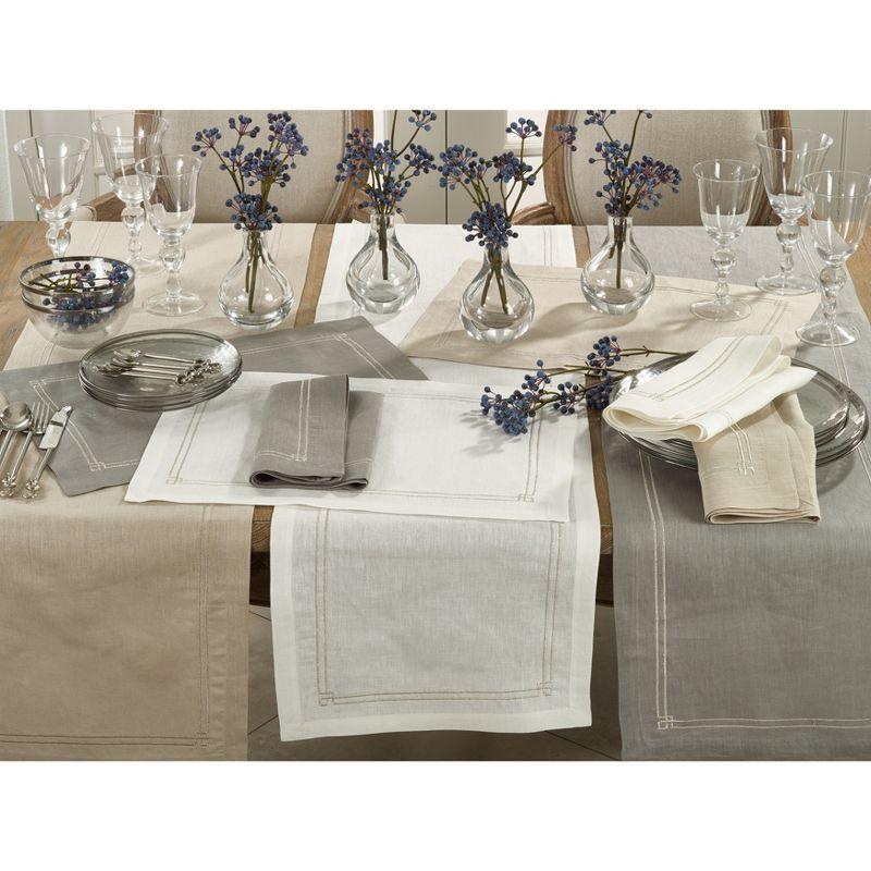 Ivory Embroidered Linen Rectangular Placemats, Set of 4