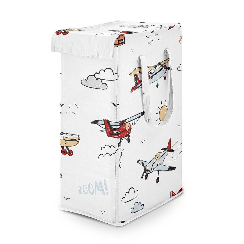 Sweet Jojo Designs Boy Foldable Laundry Hamper with Handles Airplane Red Blue and White