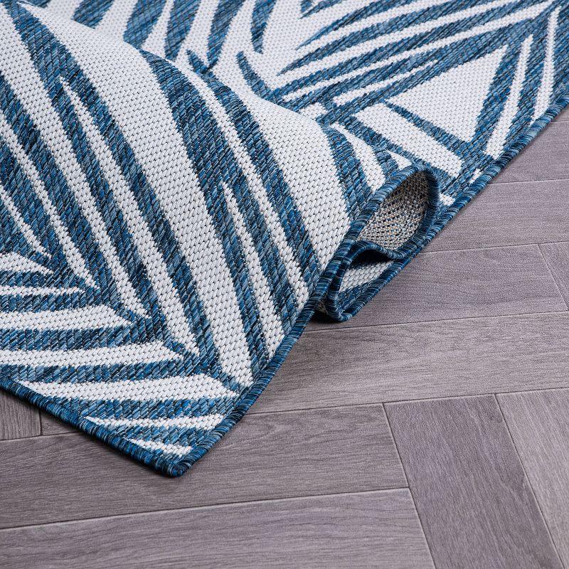 World Rug Gallery Contemporary Distressed Leaves Textured Flat Weave Indoor/Outdoor Area Rug - NAVY 7'10"X10'