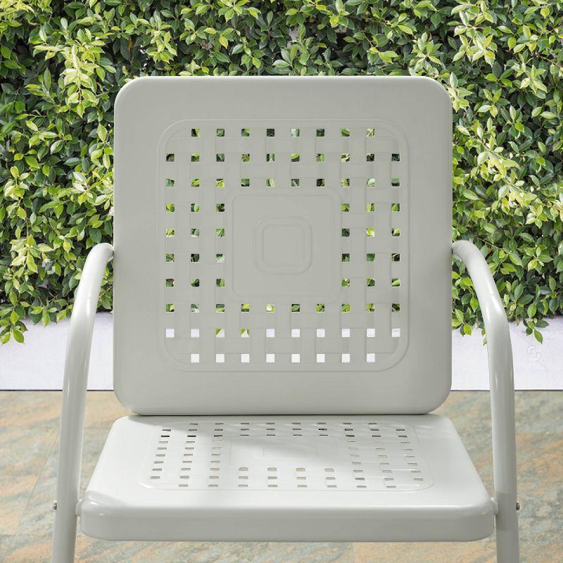 Crosley 2pk Bates Outdoor Steel Arm Chairs White: Vintage Style, Powder-Coated Finish, UV & Weather Resistant