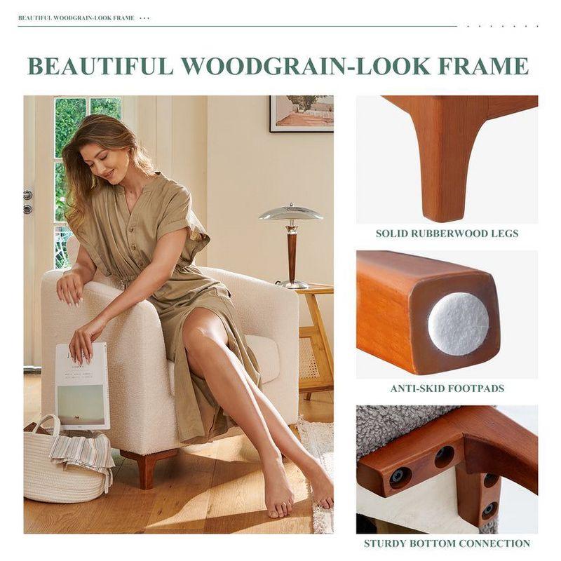 Fluffy Accent Reading Chair with Ottoman      Cream