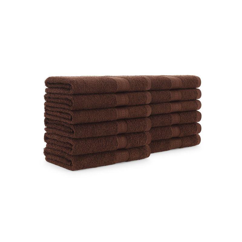 Arkwright True Color Hand Towels - (Pack of 12) Lightweight Absorbent Bathroom Towel, Quick Dry Linen, 16 x 27 in, Brown