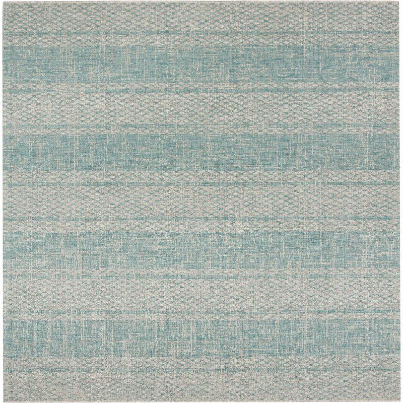 Courtyard CY8736 Power Loomed Indoor and Outdoor Area Rug - Light Grey/Aqua - 6'7"x6'7" - Safavieh